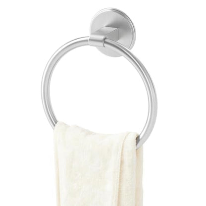 Jesginboo Adhesive Hand Towel Ring - Brushed Nickel, Round Wall Mount