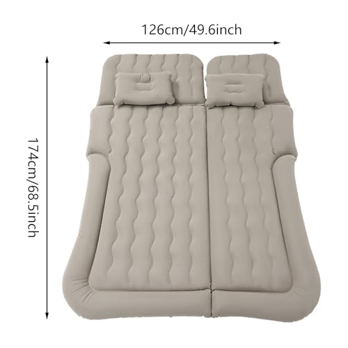Grey Double Sided Flocked SUV Air Mattress - Thick Inflatable Car Bed for Camping & Travel