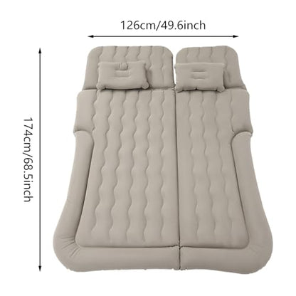 Grey Double Sided Flocked SUV Air Mattress - Thick Inflatable Car Bed for Camping & Travel