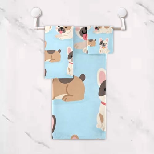 Cartoon Puppy Dogs Bath Towel Set - Cotton & Microfiber, Soft & Absorbent