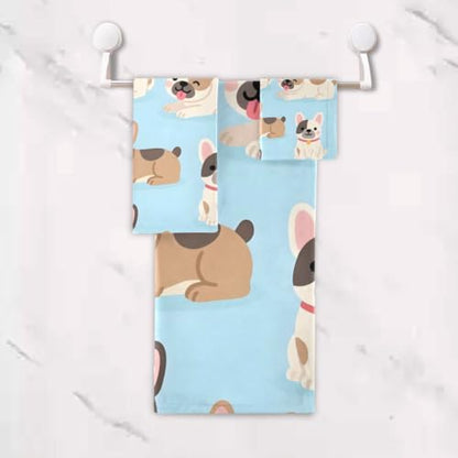Cartoon Puppy Dogs Bath Towel Set - Cotton & Microfiber, Soft & Absorbent