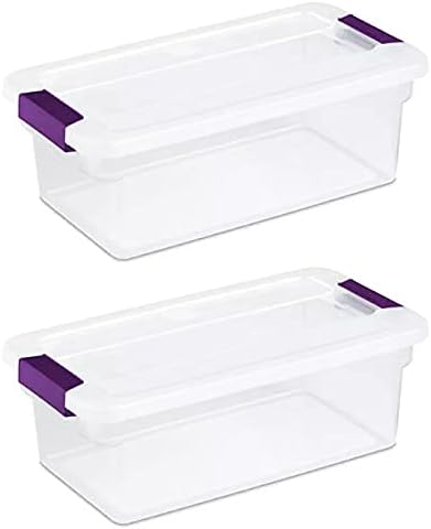 Sterilite 6 Quart ClearView Latch Storage Containers - Sweet Plum Handles | Set of 2