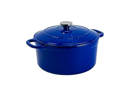 Lodge 6 Quart Enameled Cast Iron Dutch Oven with Lid – Dual Handles – Oven Safe up to 500° F or on Stovetop - Use to Marinate, Cook, Bake, Refrigerate and Serve – Lagoon