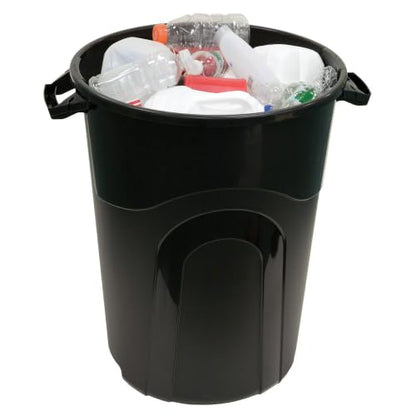 32 Gallon Heavy Duty Plastic Trash Can with Lid - Indoor & Outdoor Black
