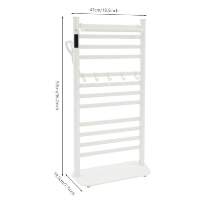 Heated Towel Rack with LED Display and Top Shelf - White