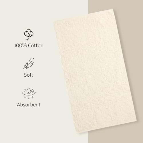 Pendleton Sculpted Ivory Cotton Bath Towel Set - Woven Design, 3-Piece