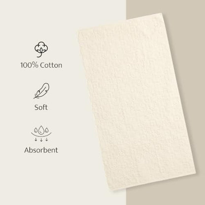 Pendleton Sculpted Ivory Cotton Bath Towel Set - Woven Design, 3-Piece
