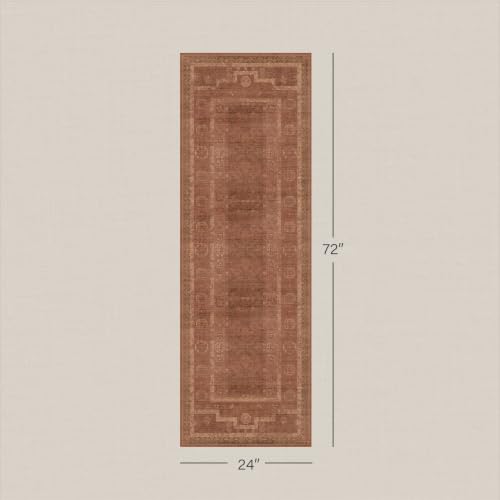 Terracotta Taupe 2x6 Hallway Runner Rug Farmhouse Rustic Boho Non-Slip