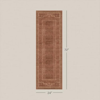 Terracotta Taupe 2x6 Hallway Runner Rug Farmhouse Rustic Boho Non-Slip