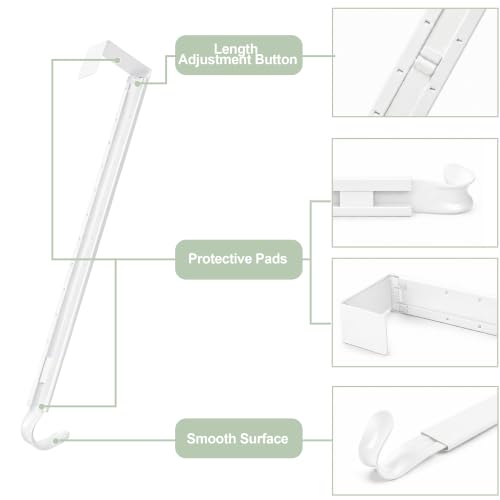 Adjustable Over-the-Door Wreath Hanger 22lb Heavy Duty, White, No Tools