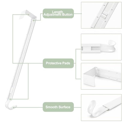 Adjustable Over-the-Door Wreath Hanger 22lb Heavy Duty, White, No Tools