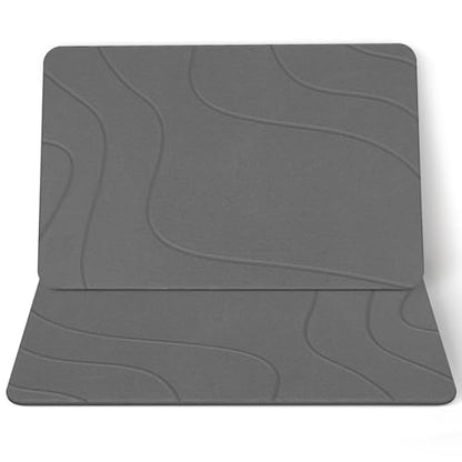 Stone Bath Mat 2 Pack - Dark Grey-Wave Diatomaceous Earth Fast Drying Non-Slip