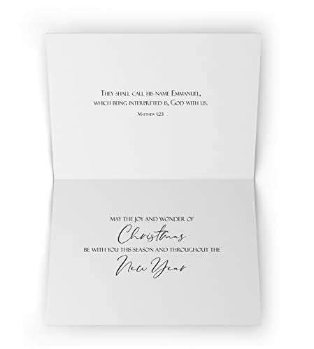 Religious Christmas Card Pack of 24 with Scripture and Envelopes - Emmanuel Theme