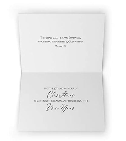 Religious Christmas Card Pack of 24 with Scripture and Envelopes - Emmanuel Theme
