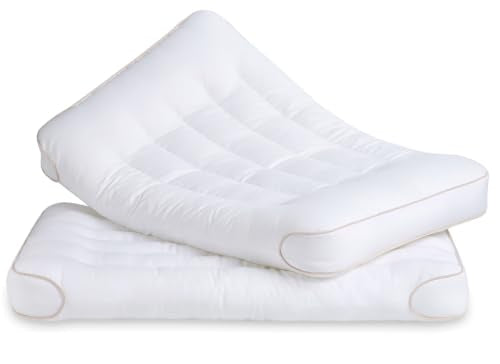 White King Size Flat Pillow Set of 2 - Ultra Thin Support for Back & Stomach Sleepers