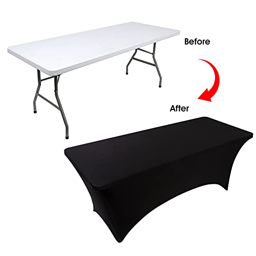 BDDC Table Covers for 4 Foot Tables, Spandex Table Covers 4ft, Orange Table Cloths Rectangle 4ft for Events, Wedding, Banquets & Parties