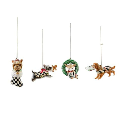 Set of 4 Dog Christmas Ornaments - Holiday Decor for Tree & Home