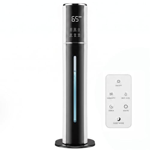 White Large Room Humidifier 2.38Gal/9L Cool Mist with Remote & Essential Oil Tray