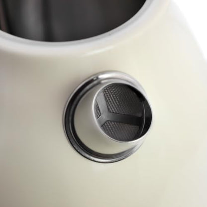 MegaChef 1.7L Electric Tea Kettle & 2 Slice Toaster Combo - Glossy Cream