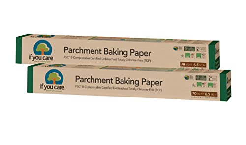 If You Care Parchment Baking Paper 70 Sq Ft Roll, Unbleached, Chlorine Free, Greaseproof, Silicone Coated, Standard Size, Fits 13 Inch Pans (Pack of 2)