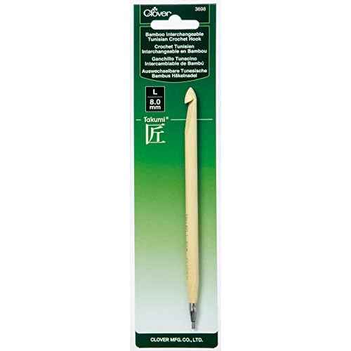 CLOVER Takumi Bamboo Interchangeable Tunisian Crochet Hook Brown, 6.5" Height x 0.2" Width x 0.2" Length