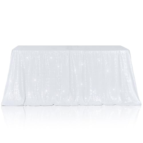 White Sequin Tablecloth 60x120 Inch Rectangular Sparkly Fabric Party Decor Variation of THIS listing
