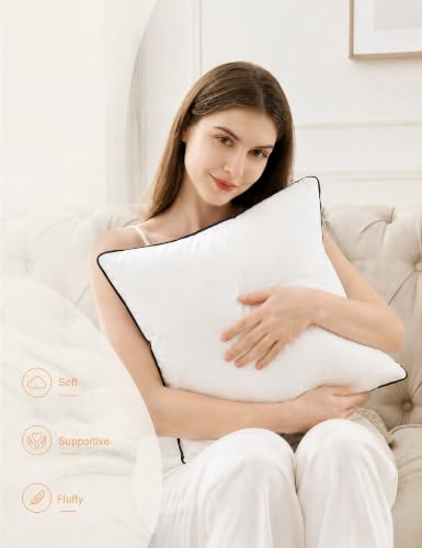 Organic Feather Down Euro Pillow Insert 26x26 White Pack of 2