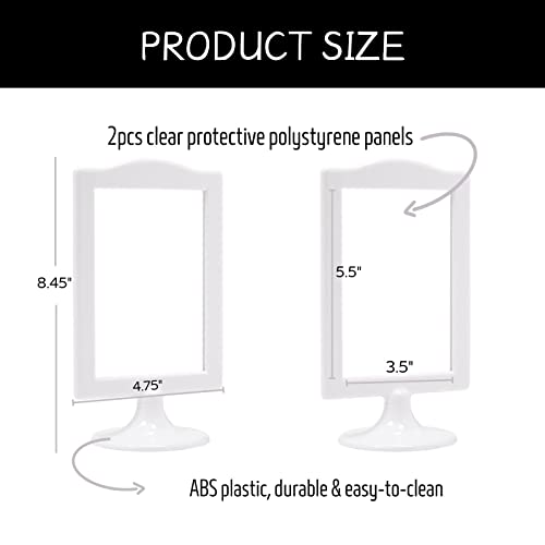 White Double Sided 4x6 Photo Frame Set - Wedding, Menu, Table Number Display