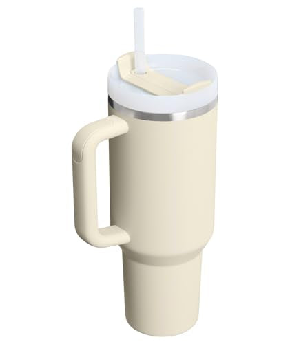 STANLEY Quencher H2.0 Tumbler with Handle and Straw 40 oz | Flowstate 3-Position Lid | Cup Holder Compatible for Travel | Insulated Stainless Steel Cup | BPA-Free | Exclusive Toasted Almond