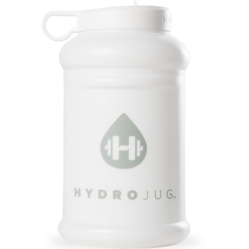 HydroJug Half Gallon Water Bottle 73oz - Refillable, Reusable Jug With Carry Handle - Leakproof Guarantee - Great For On-The-Go Hydration - Dishwasher Safe, BPA Free, White (Pro Jug V2)