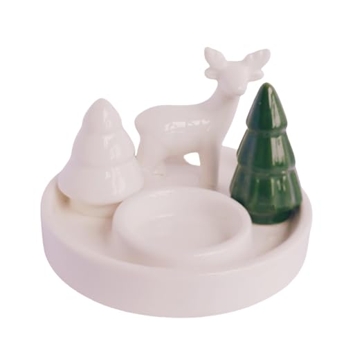 Ceramic Christmas Elk Candle Holder Table Centerpiece Holiday Decor