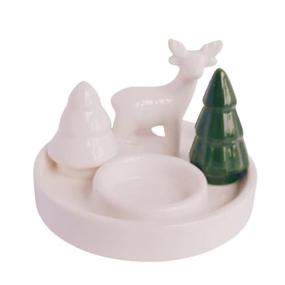 Ceramic Christmas Elk Candle Holder Table Centerpiece Holiday Decor