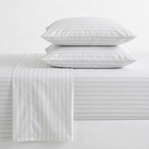 Full Sheet Set with Deep Pocket Fitted Sheet and Pillowcases - Tate Stripe Grey - Martha Stewart