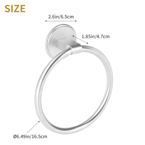 Jesginboo Adhesive Hand Towel Ring - Brushed Nickel, Round Wall Mount