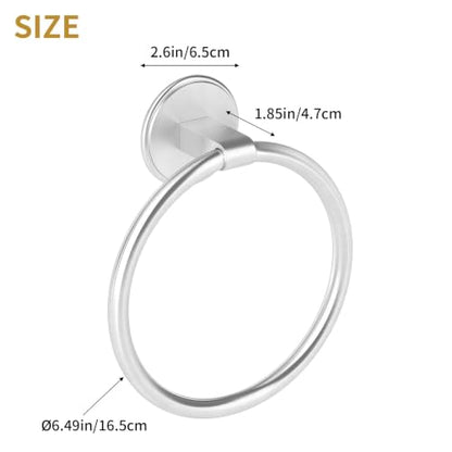 Jesginboo Adhesive Hand Towel Ring - Brushed Nickel, Round Wall Mount