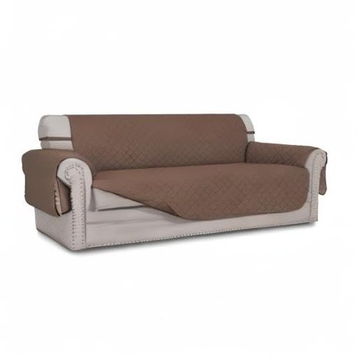 Easy-Going Reversible Couch Cover for 3 Cushion Couch Sofa Cover for Dogs Water Resistant Furniture Protector Cover with Foam Sticks Elastic Straps for Pet Cat (Sofa, Brown/Brown)