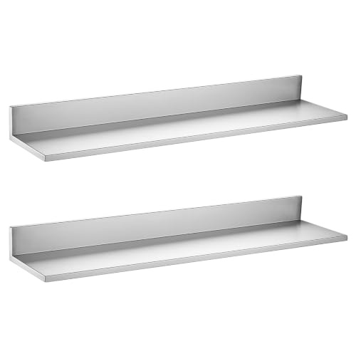 Stainless Steel Wall Mount Floating Shelves 8.6 x 36 Inches 2-Pack Kitchen Storage