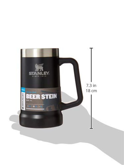 STANLEY Stay-Chill Beer Stein 24 oz | Heavy Duty Big Grip Handle | Beer Tumbler Drink Cup, Holds 2 Cans | Insulated Stainless Steel Party Mug | BPA-Free | Matte Black