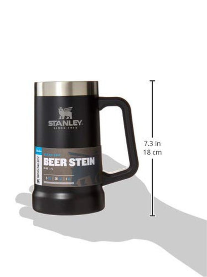 STANLEY Stay-Chill Beer Stein 24 oz | Heavy Duty Big Grip Handle | Beer Tumbler Drink Cup, Holds 2 Cans | Insulated Stainless Steel Party Mug | BPA-Free | Matte Black