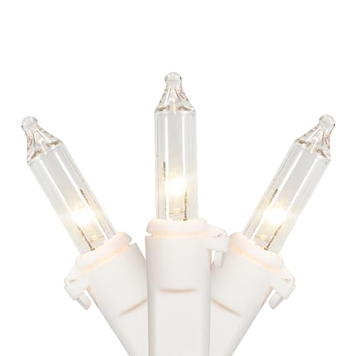 Mini Incandescent Christmas Lights - Clear - 4 ft White Wire - 20 Count