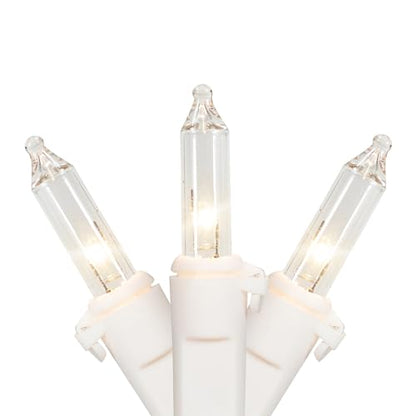 Mini Incandescent Christmas Lights - Clear - 4 ft White Wire - 20 Count