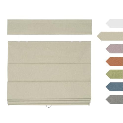 Custom Size Roman Shades Beige Window Blinds Cordless Fabric Curtains