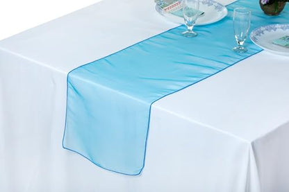 Blue Organza Table Runners Pack of 10 12 x 108 Inch for Wedding and Events