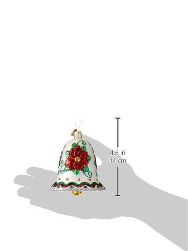 Poinsettia Bell Glass Ornament - Hand Blown Holiday Decoration, Old World Christmas (Variation: Poinsettia Bell)