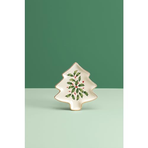 Lenox Christmas Tree Plate Party Plate Holiday Decor Ivory Porcelain Gold Accents