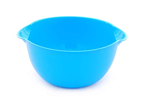 Mintra Home Mixing Bowl w/Colander (Large 4.5L, Blue) - For Washing & Draining Fruits And Vegetables - Heavy Duty Plastic for Baking, Cooking Supplies - Dishwasher Safe