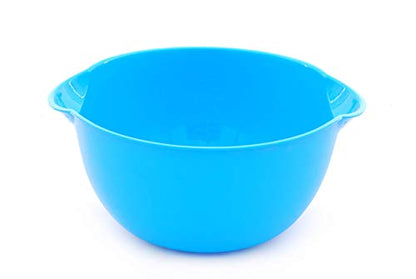 Mintra Home Mixing Bowl w/Colander (Large 4.5L, Blue) - For Washing & Draining Fruits And Vegetables - Heavy Duty Plastic for Baking, Cooking Supplies - Dishwasher Safe