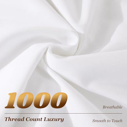 White Queen Egyptian Cotton Bed Sheet Set 1000 TC Deep Pocket 16"