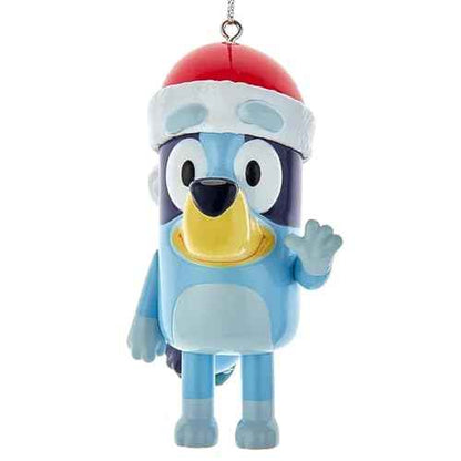 Kurt S. Adler Bluey with Santa Hat Christmas Holiday Ornament Set Gift Boxed (One Size, Blue)