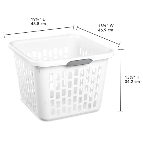 1.5 Bushel Square Plastic Laundry Basket with Handles - White